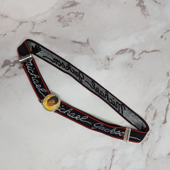 Vintage Accessories - Michael Jackson Vintage Belt 80s 1984 Elastic Black Silver Official HTF …